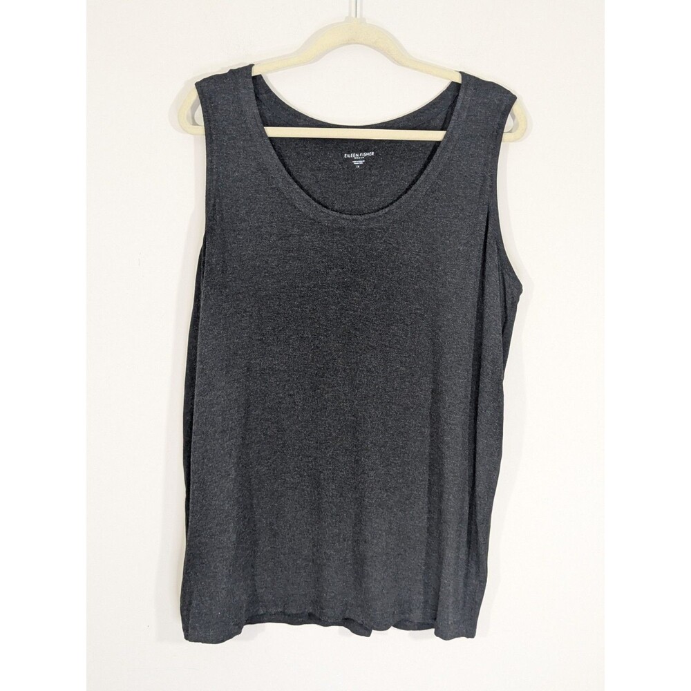 EILEEN FISHER Tank Top Viscose Jersey Melange Charcoal Gray USA Plus Sz 1X